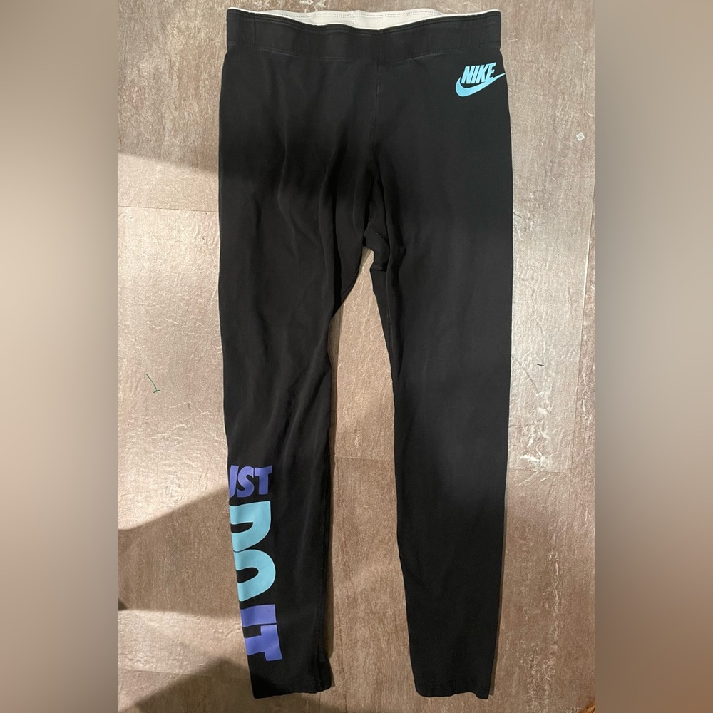 Nike Women’s Medium Black with Blue Logo Leggings